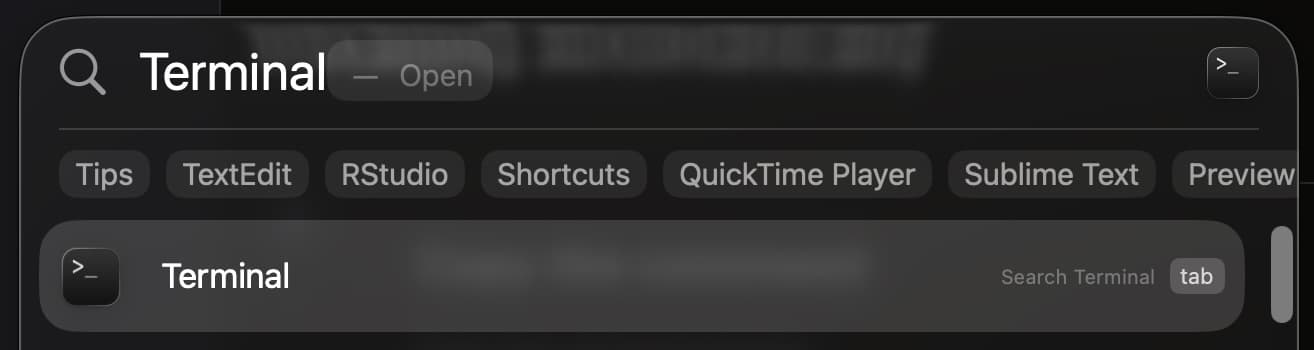 spotlight search open terminal